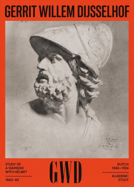 Gerrit Willem Dijsselhof Study of a Warrior with Helmet No2 - Plakát
