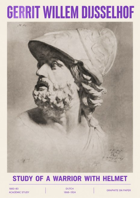 Gerrit Willem Dijsselhof Study of a Warrior with Helmet No4 - Plakát