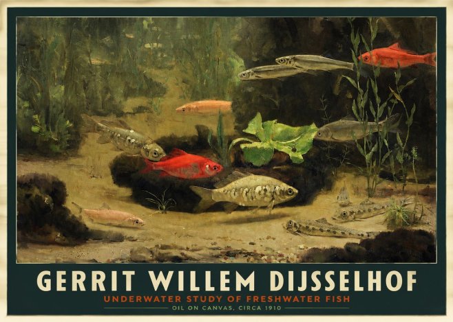 Gerrit Willem Dijsselhof Underwater Study of Freshwater Fish No2 - Plakát