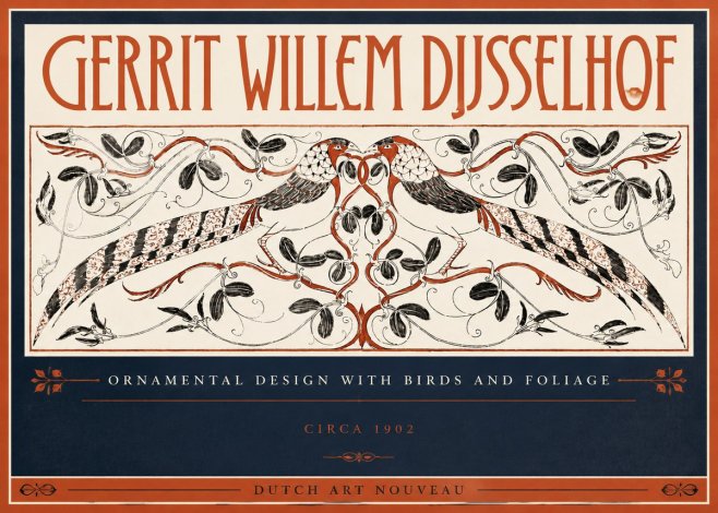 Gerrit Willem Dijsselhof Ornamental Design with Birds and Foliage No5 - Plakát