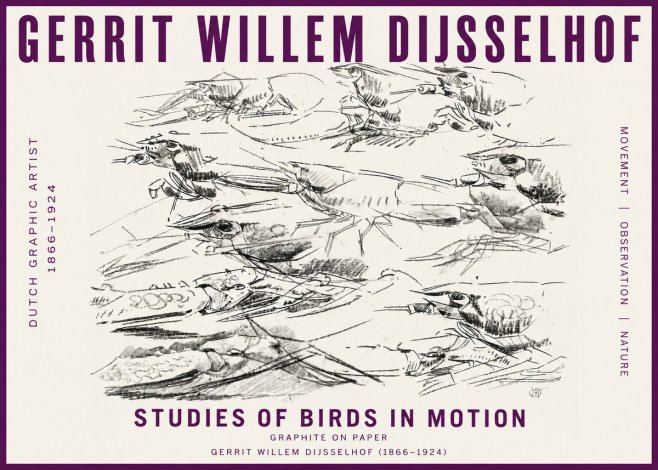 Gerrit Willem Dijsselhof Studies of Birds in Motion No5 - Plakát