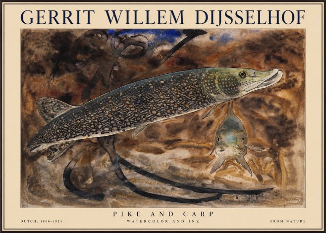 Gerrit Willem Dijsselhof Pike and Carp No1 - Plakát