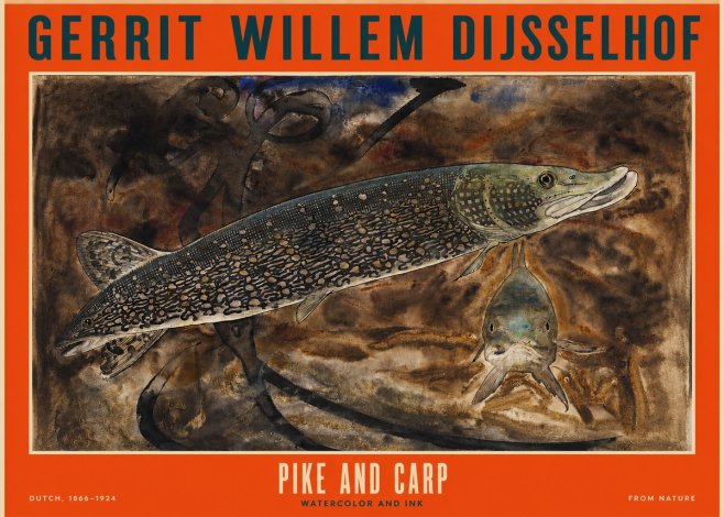 Gerrit Willem Dijsselhof Pike and Carp No2 - Plakát