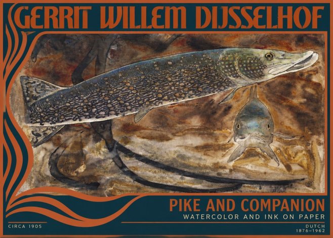 Gerrit Willem Dijsselhof Pike and Carp No4 - Plakát