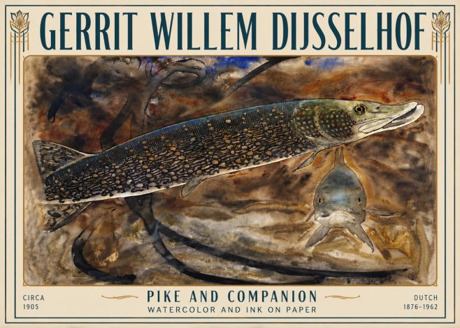 Gerrit Willem Dijsselhof Pike and Carp No6 - Plakát