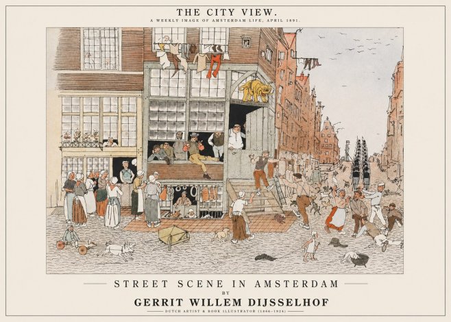 Gerrit Willem Dijsselhof Street Scene in Amsterdam No1 - Plakát