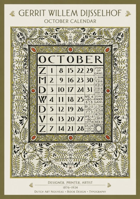 Gerrit Willem Dijsselhof October - Calendar Page No2 - Plakát