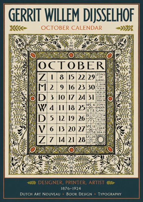 Gerrit Willem Dijsselhof October - Calendar Page No4 - Plakát