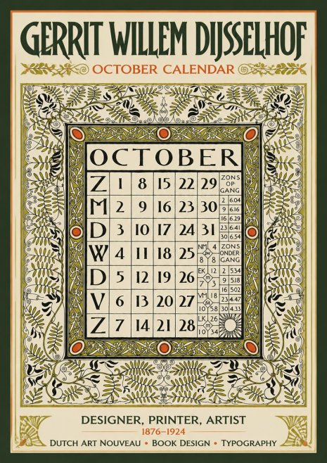 Gerrit Willem Dijsselhof October - Calendar Page No5 - Plakát