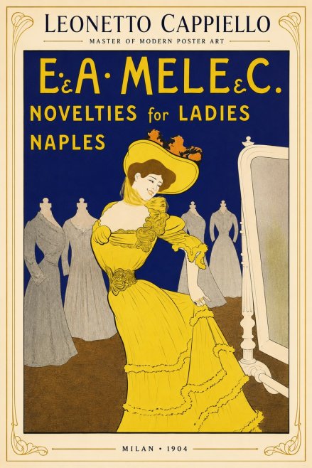 Leonetto Cappiello E.&a. Mele & C. Novelties for Ladies Naples No3 - Plakát