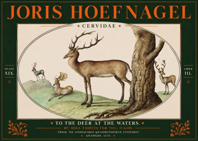 Joris Hoefnagel Deer at the Fountains No5 - Plakát