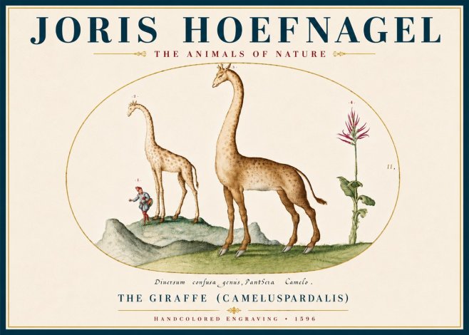 Joris Hoefnagel The Giraffe (Cameluspardalis) No5 - Plakát