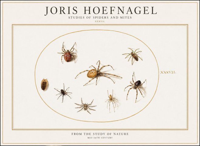 Joris Hoefnagel Study of Spiders and Mites - Plate Xxxvii. No2 - Plakát