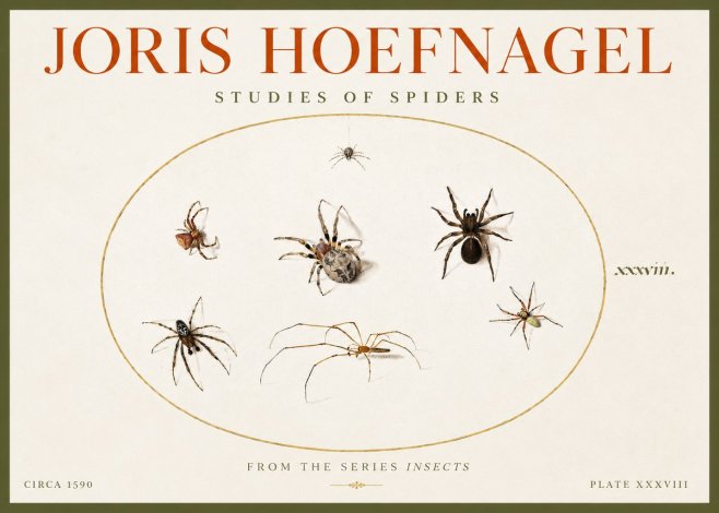 Joris Hoefnagel Studies of Spiders I No4 - Plakát