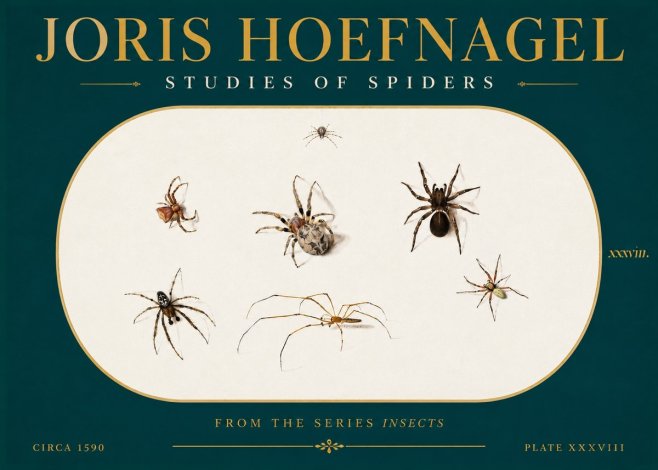 Joris Hoefnagel Studies of Spiders I No5 - Plakát