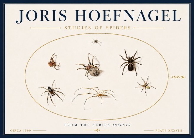 Joris Hoefnagel Studies of Spiders I No6 - Plakát