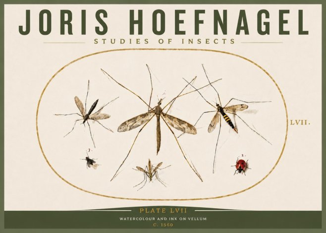 Joris Hoefnagel Studies of Insects II No5 - Plakát