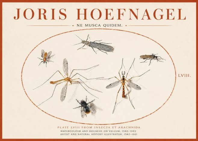 Joris Hoefnagel Plate Lviii from Insecta Et Arachnida No3 - Plakát