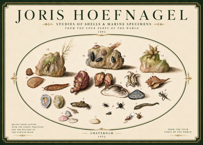Joris Hoefnagel Studies of Shells & Marine Specimens No6 - Plakát