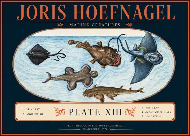 Joris Hoefnagel Marine Creatures Plate Xiii No2 - Plakát