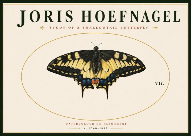 Joris Hoefnagel Study of a Swallowtail Butterfly No4 - Plakát