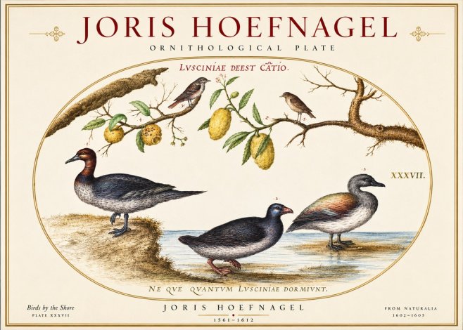 Joris Hoefnagel Plate Xxxvii from the Four Books of Birds No6 - Plakát