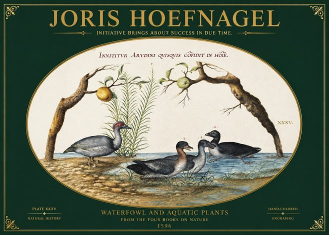 Joris Hoefnagel Waterfowl and Aquatic Plants No2 - Plakát