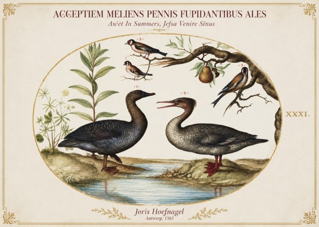 Joris Hoefnagel Acceptiem Meliens Pennis Fupidantibus Ales No1 - Plakát