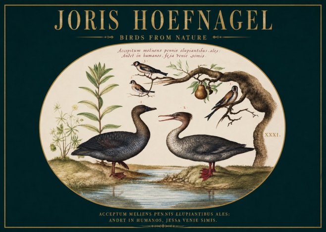 Joris Hoefnagel Acceptiem Meliens Pennis Fupidantibus Ales No3 - Plakát