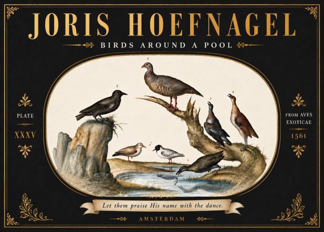 Joris Hoefnagel Birds Around a Pool No6 - Plakát