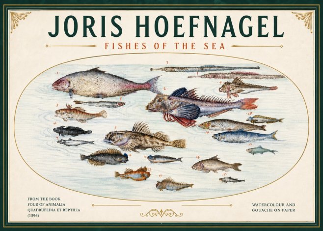 Joris Hoefnagel Fishes of the Sea III No6 - Plakát