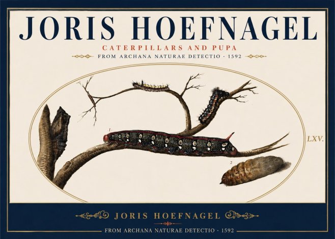 Joris Hoefnagel Caterpillars and Pupa No5 - Plakát