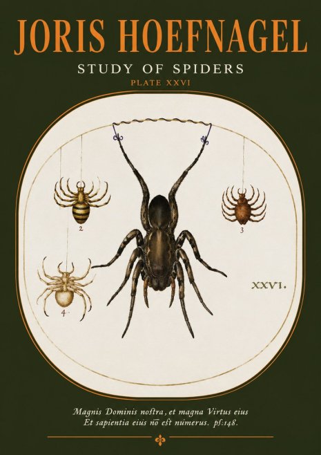Joris Hoefnagel Study of Spiders No2 - Plakát