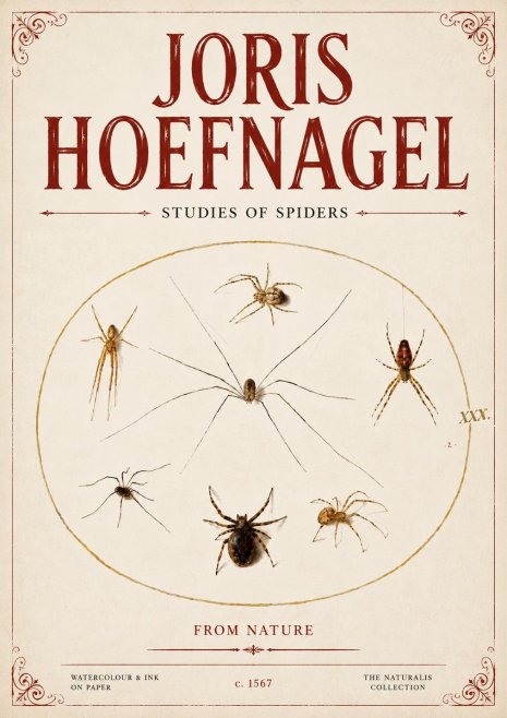 Joris Hoefnagel Studies of Spiders from Nature No6 - Plakát