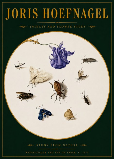 Joris Hoefnagel Studies of Insects and Flowers No4 - Plakát