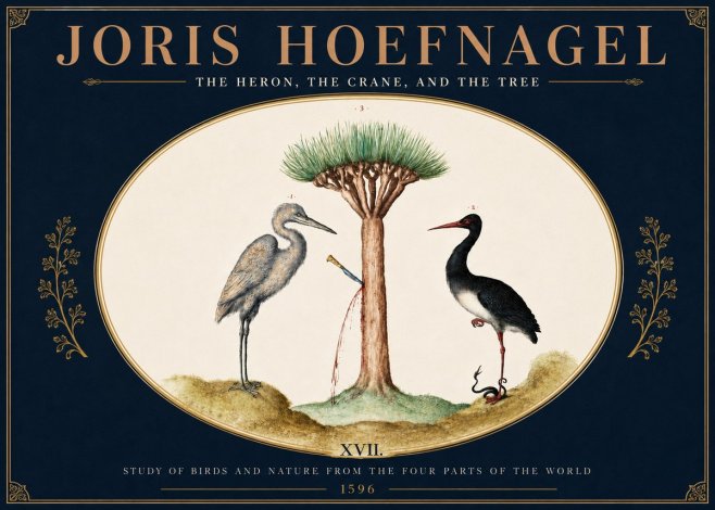 Joris Hoefnagel The Heron, the Crane, and the Tree No5 - Plakát