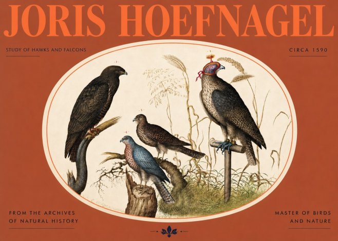 Joris Hoefnagel Studies of Hawks and Falcons No3 - Plakát