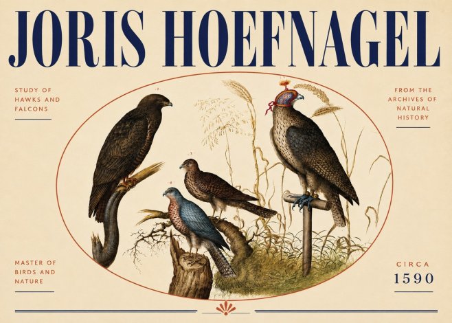 Joris Hoefnagel Studies of Hawks and Falcons No5 - Plakát