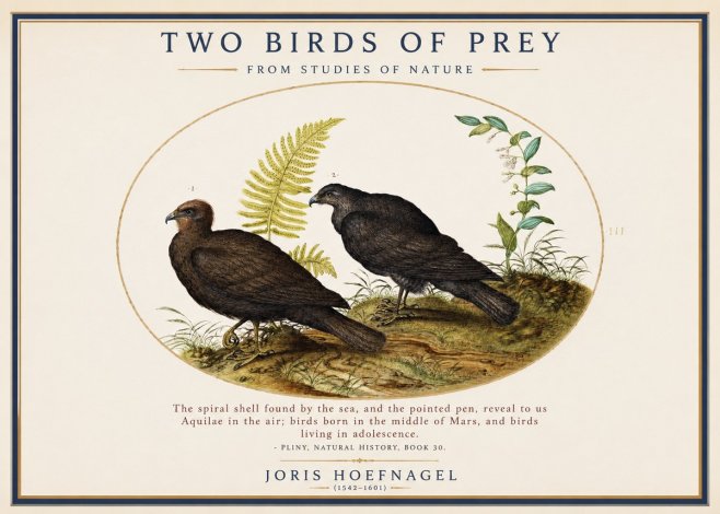 Joris Hoefnagel Two Birds of Prey - from Studies of Nature No1 - Plakát