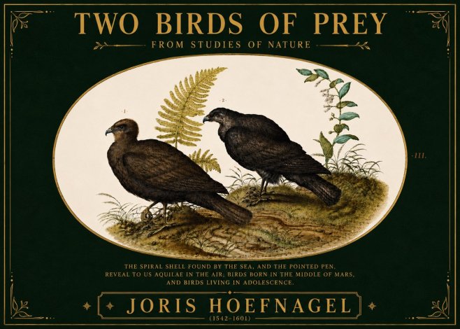 Joris Hoefnagel Two Birds of Prey - from Studies of Nature No6 - Plakát