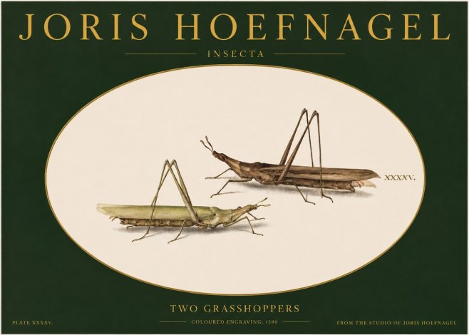 Joris Hoefnagel Two Grasshoppers No2 - Plakát