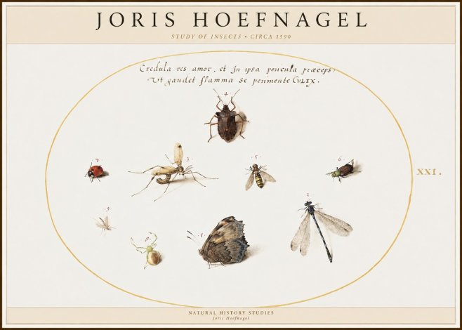 Joris Hoefnagel Study of Insects • Circa 1590 No1 - Plakát