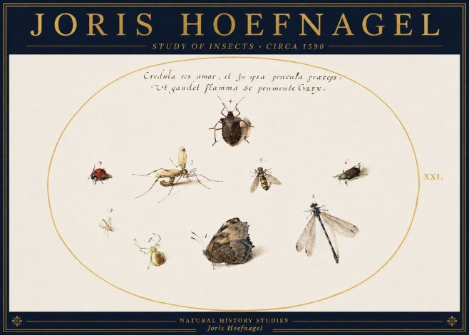Joris Hoefnagel Study of Insects • Circa 1590 No4 - Plakát