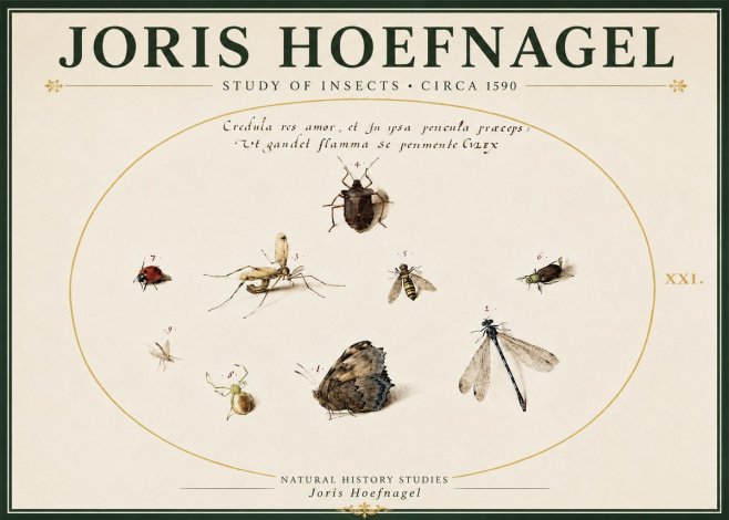 Joris Hoefnagel Study of Insects • Circa 1590 No5 - Plakát