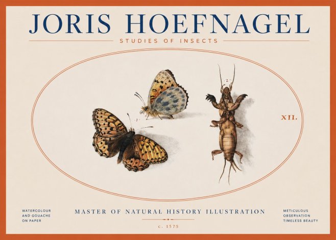 Joris Hoefnagel Studies of Insects Xii No3 - Plakát