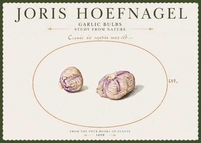 Joris Hoefnagel Garlic Bulbs Study from Nature No4 - Plakát