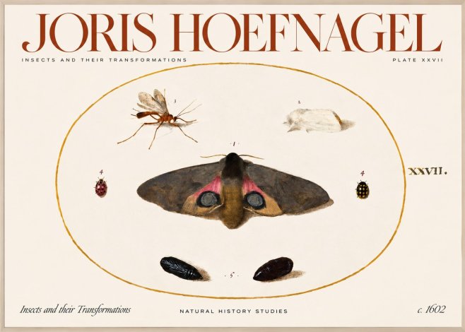 Joris Hoefnagel Insects and Their Transformations - Plate Xxvii No2 - Plakát
