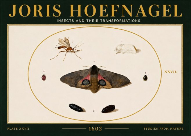Joris Hoefnagel Insects and Their Transformations - Plate Xxvii No6 - Plakát