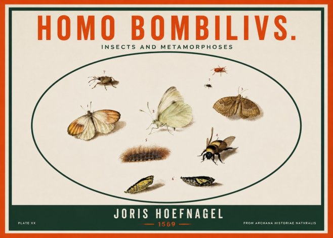Joris Hoefnagel Homo Bombilivs. Insecta Et Metamorphoses No3 - Plakát