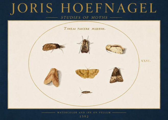 Joris Hoefnagel Studies of Moths II No4 - Plakát